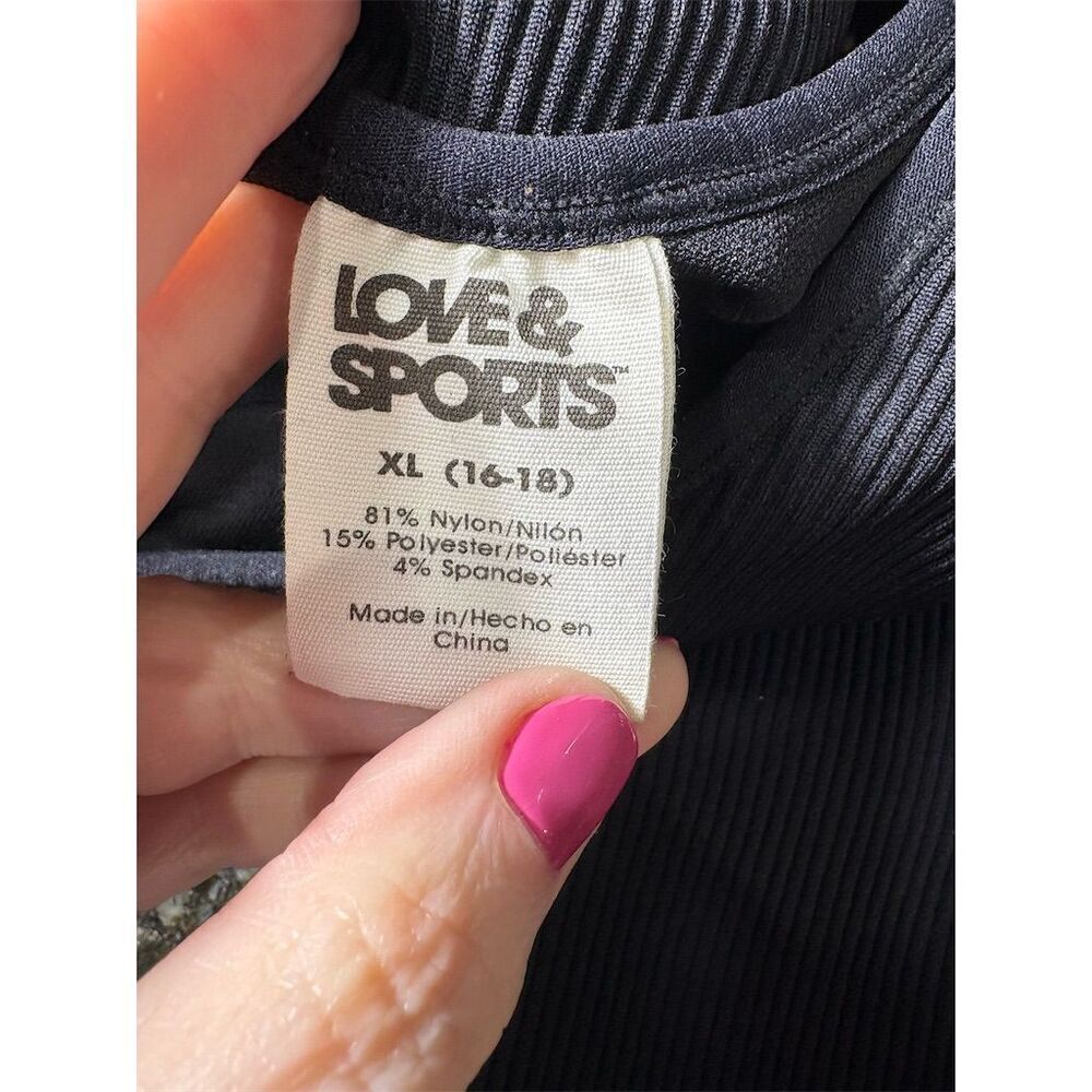 Love & Sports Women's Black XL Tank Bodysuit Crisscross Back Athleisure - Picture 5 of 6